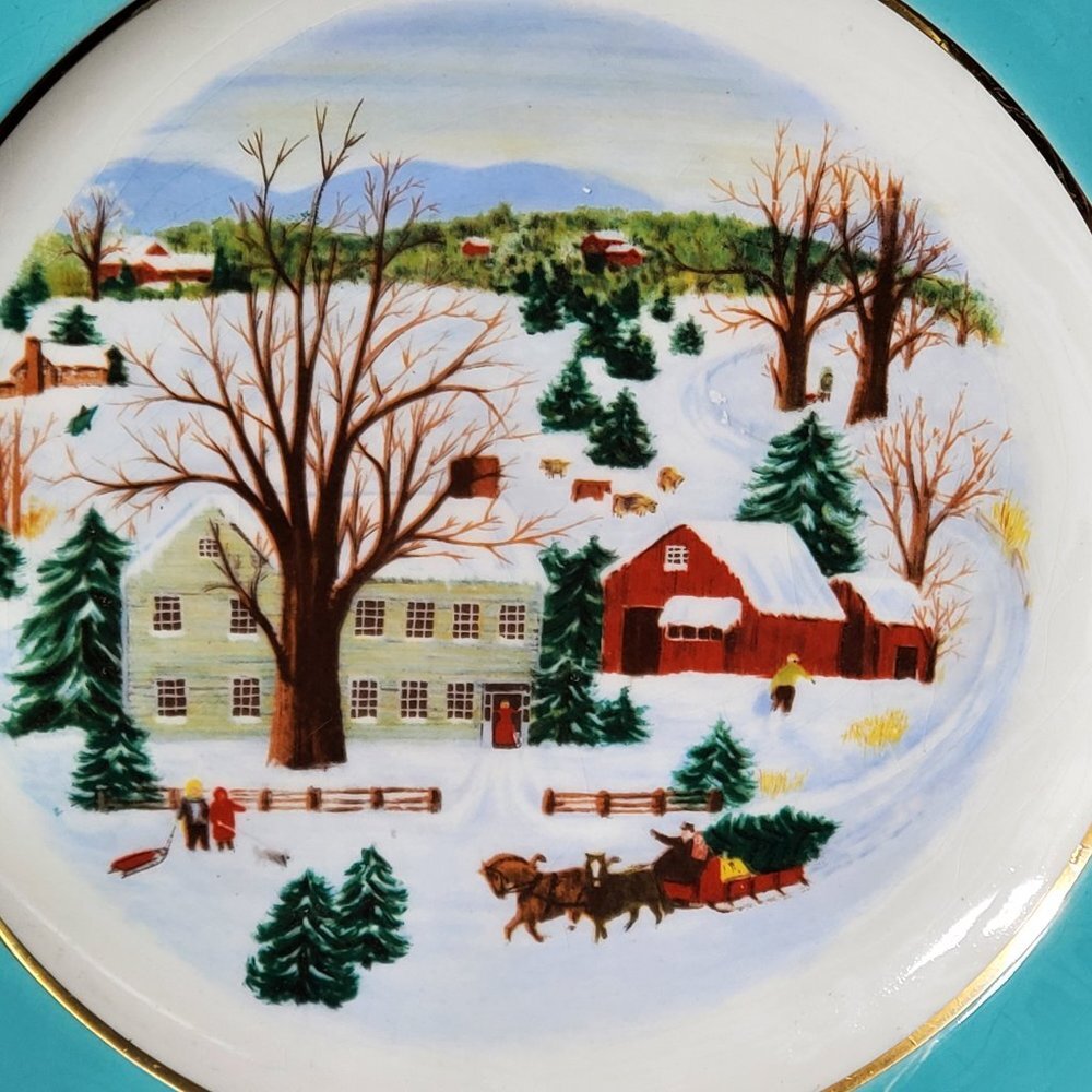 Avon Christmas Plate Series - 1973 - Christmas On The Farm - by Enoch Wedgwood - Picture 2 of 5